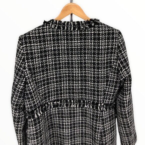 DKNY Black Long Tweed Topper Jacket - Picture 9 of 15